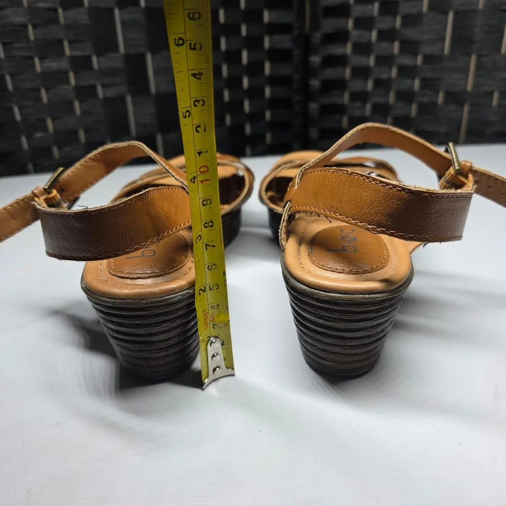 b.o.c. Born Concept Women Brown Faux Leather Wedge Sandals Size 8M Z30041